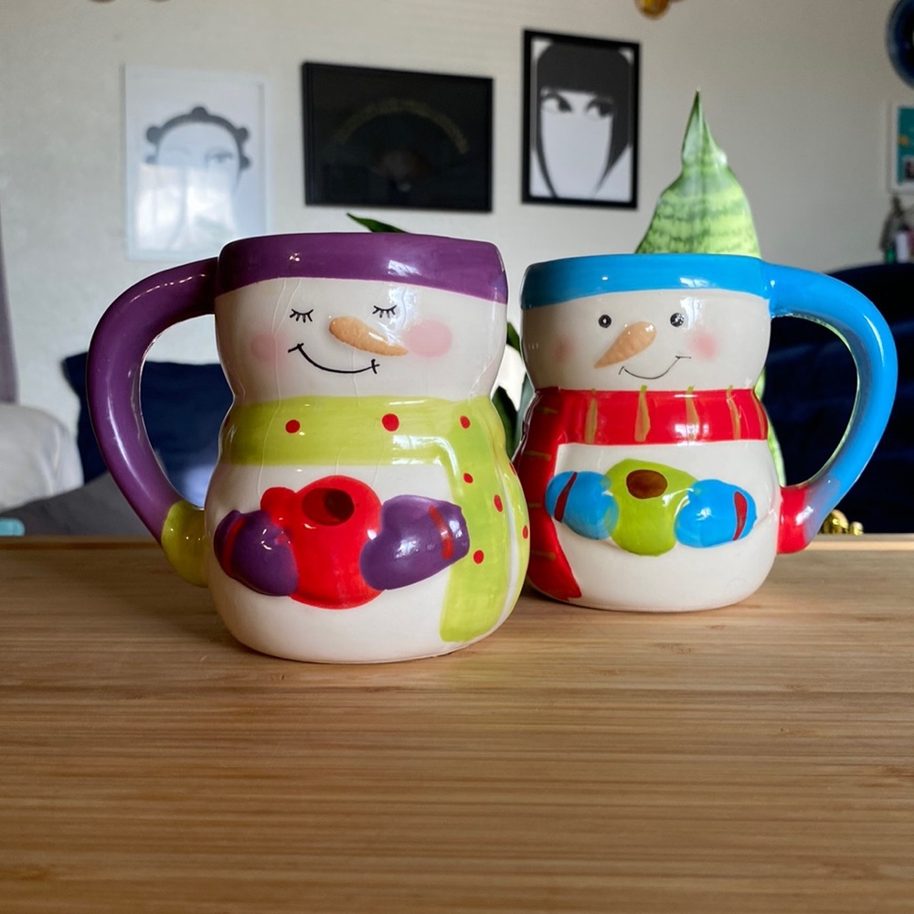 Couples snowman hot chocolate mugs